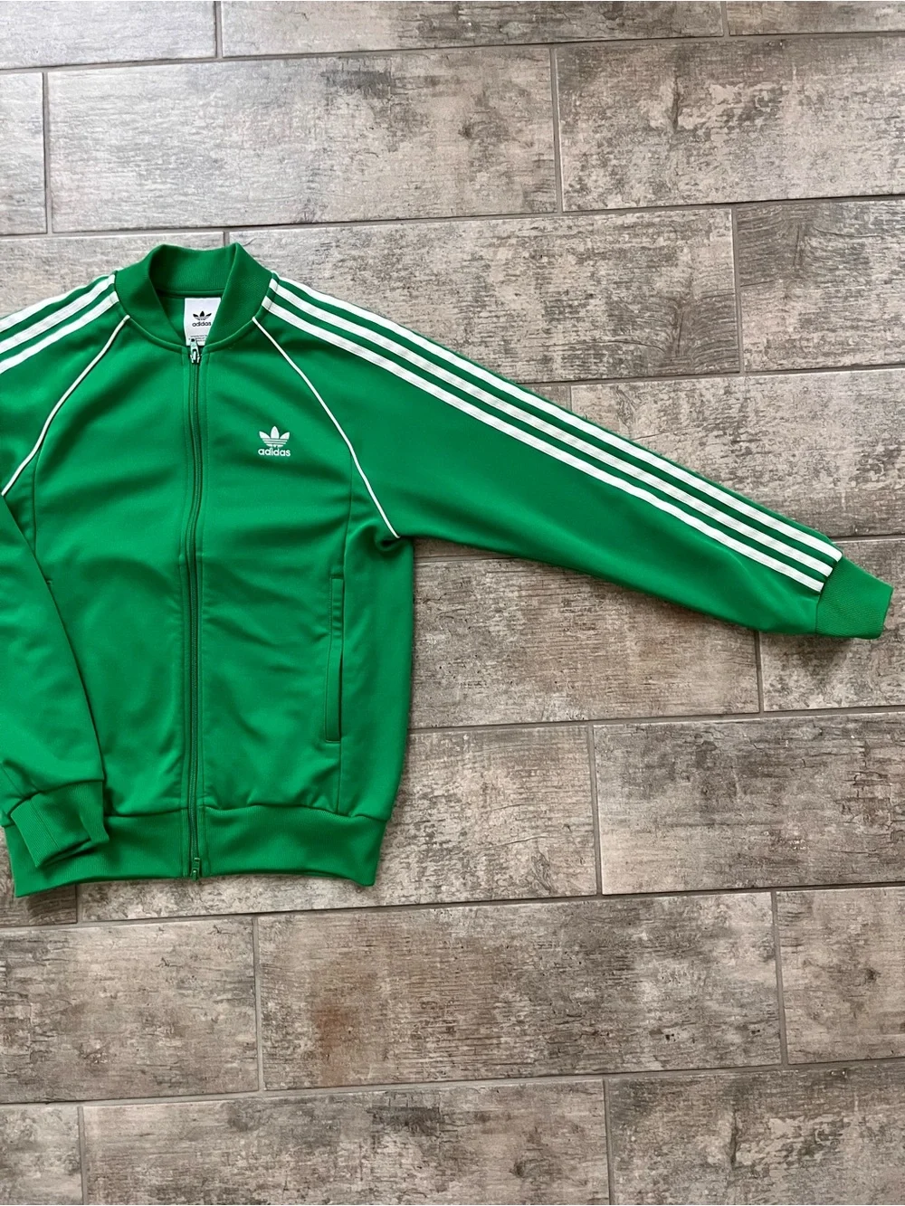 Adidas Original Mens Small Emerald Green Zip Jacket